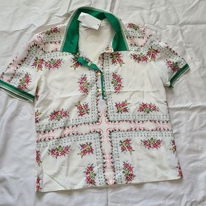 Tory Burch Floral polo shirt, size LG